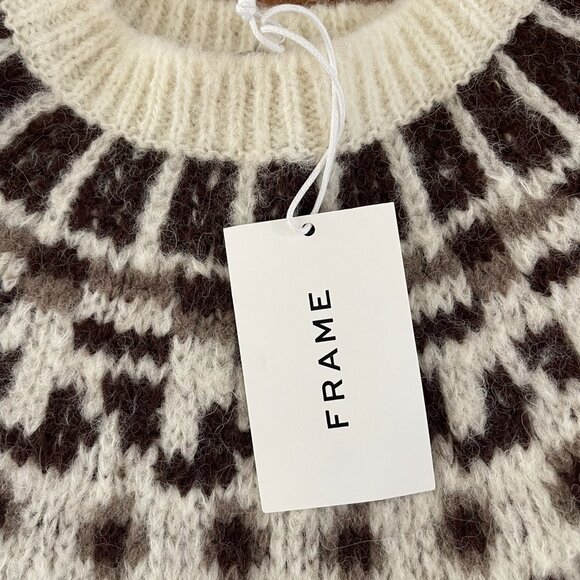 FRAME NWT WHITE ALPACA FAIR ISLE SWEATER SIZE L - Picture 5 of 14